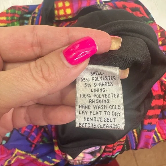 Kelly & Diane Size 10 Colorful Abstract Plaid Fit & Flare Cowl Dress - Picture 11 of 12